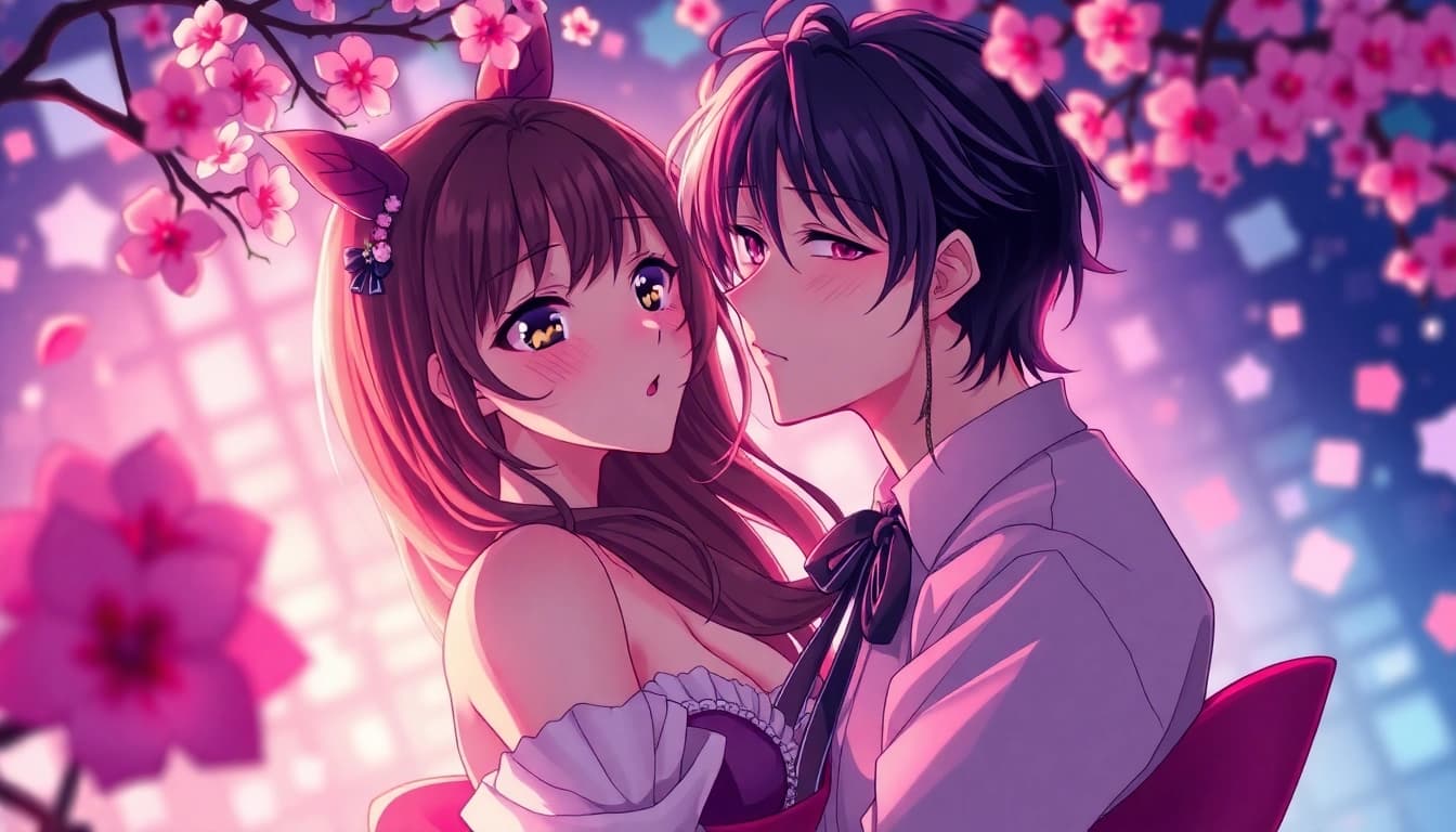 Dynamic anime sex scene featuring colorful characters and rich textures