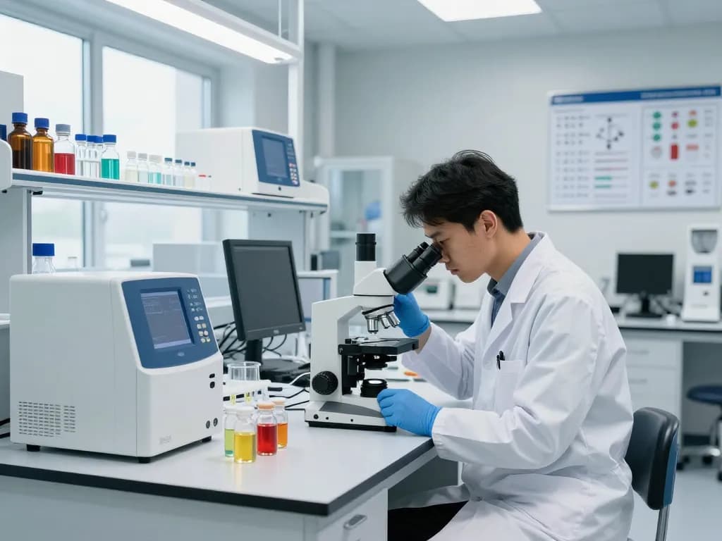 Cannabinoid manufacturer Europe analyzing extracts in a modern lab environment.