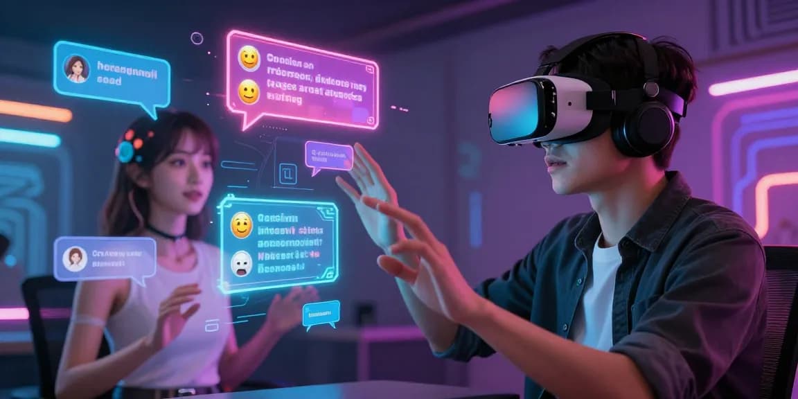 Engaging hentai AI chat experience in a vibrant virtual reality setting.
