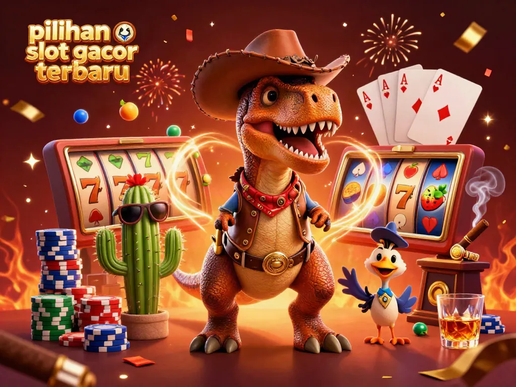 Menggandakan pilihan slot gacor terbaru dengan dinosaur T-Rex yang seru dan slot berkilau.