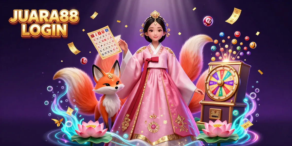Engage with JUARA88 LOGIN through vibrant lottery elements in a stunning casino-themed artwork.