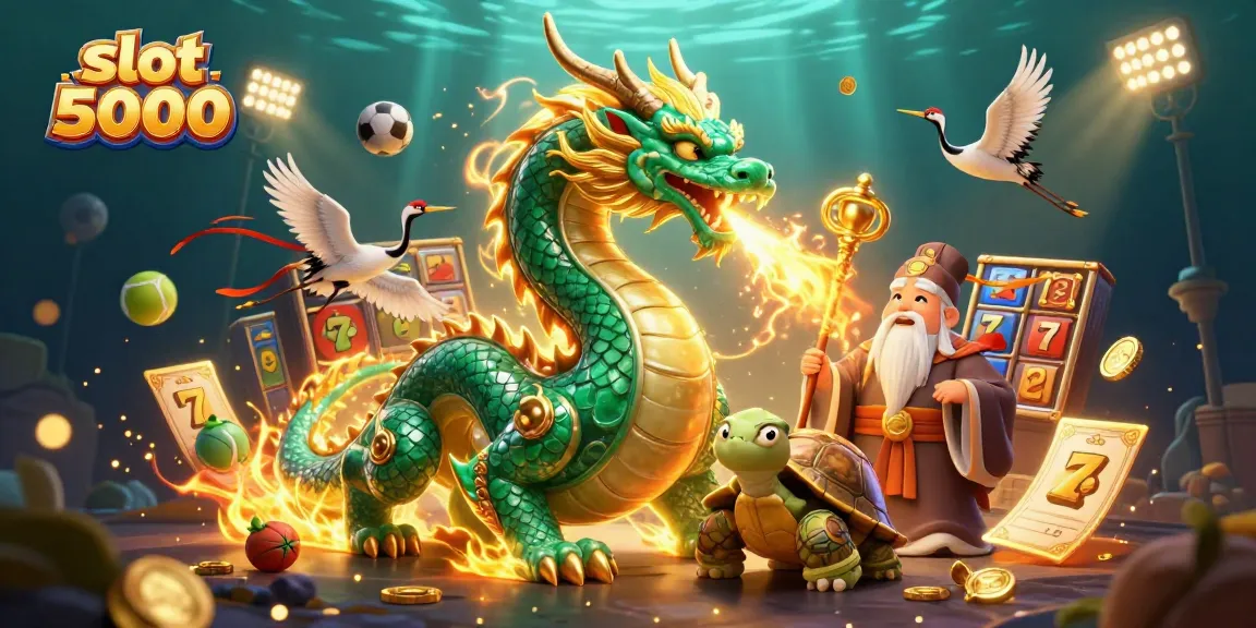 Engage with slot 5000 through an elaborate casino scene featuring dynamic game elements and characters.