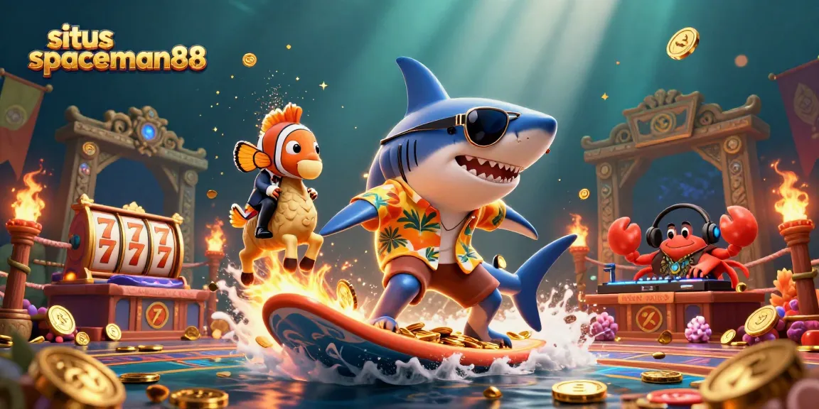 Experience thrilling gameplay at situs spaceman88 with a vibrant scene of 3D casino characters in action.
