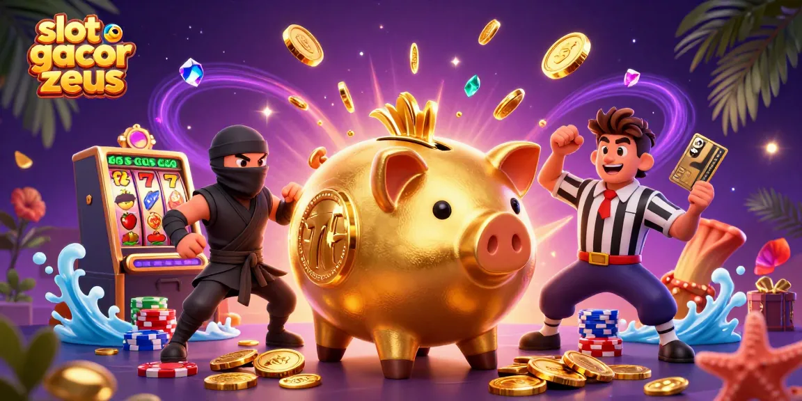 Spin with the slot gacor zeus as the golden piggy bank sumo wrestler unleashes coins in a vibrant casino