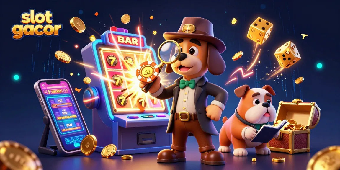 Engage in exciting gameplay with slot gacor, featuring detectives uncovering treasure in a vibrant casino scene.