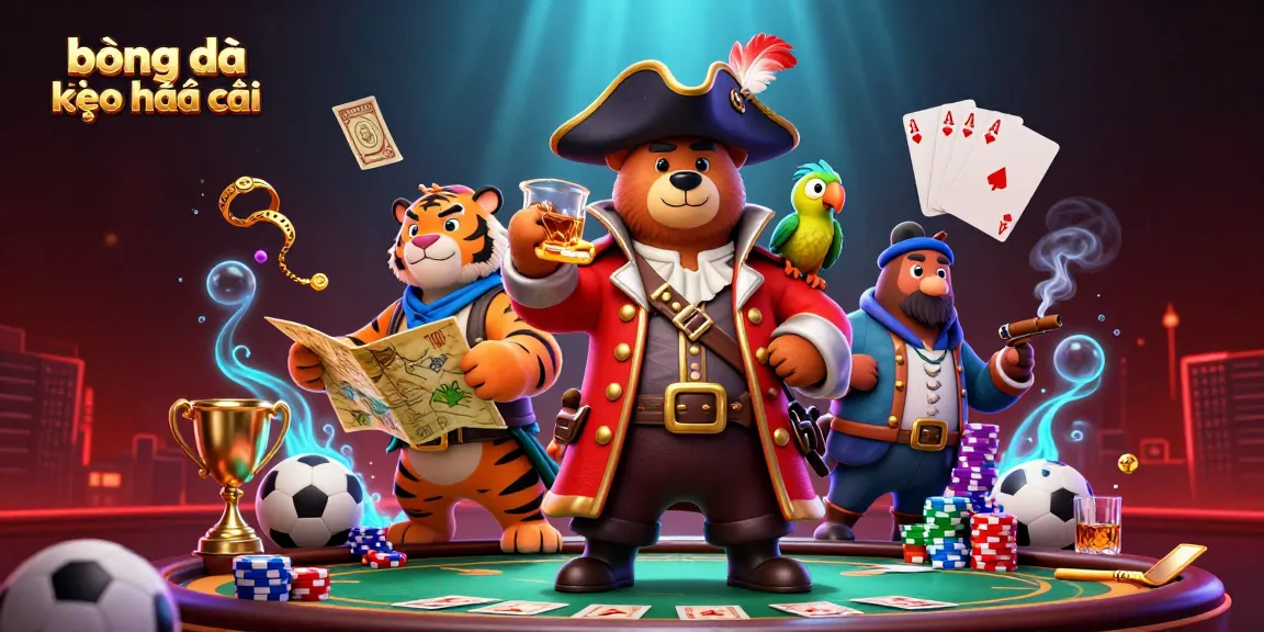 Engage in bóng đá kèo nhà cái action with vibrant 3D cartoon pirate bear and his fierce crew