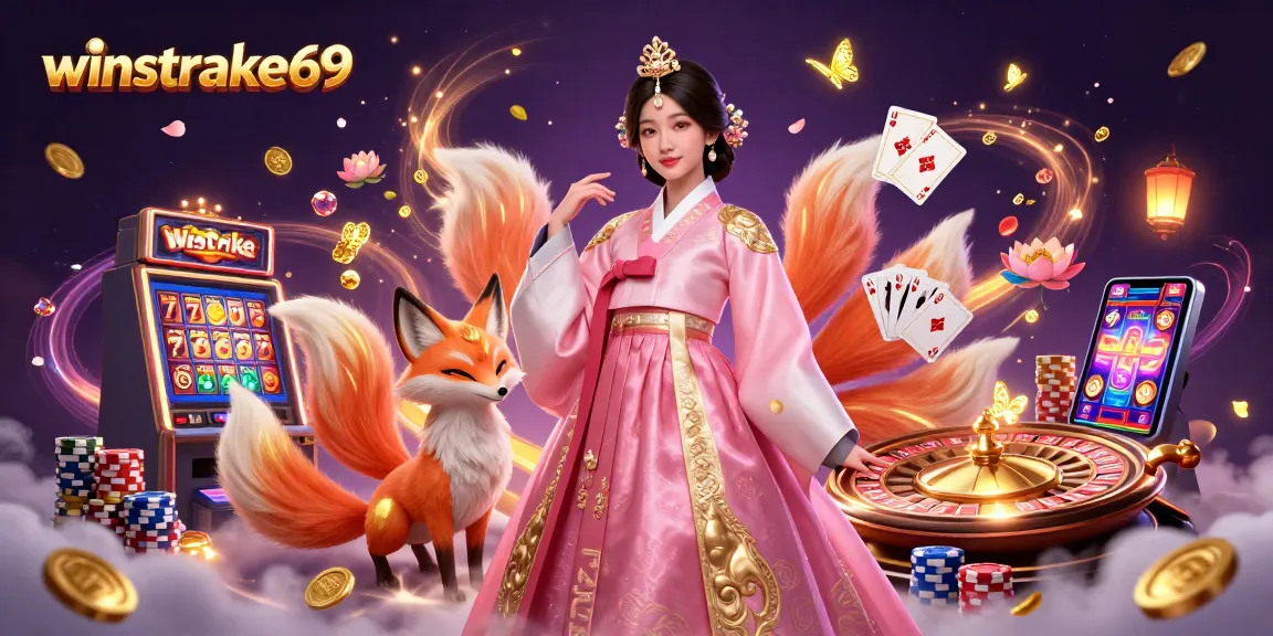 Experience the thrill and excitement of winstrike69 in this vibrant casino-themed illustration.