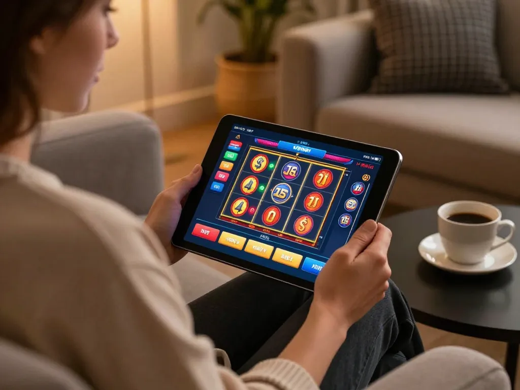Engaging user interacts with XX 88 casino app on tablet, showcasing exciting slots and gameplay options.