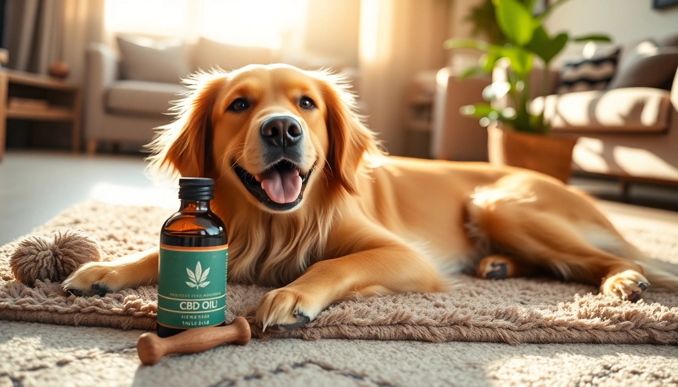 Relaxed dog showcasing the benefits of CBD Oil For Dog in a cozy home setting.