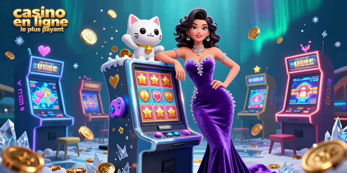 Gagnez gros au casino en ligne le plus payant avec une machine à sous jackpot entourée d'éléments de jeu colorés.