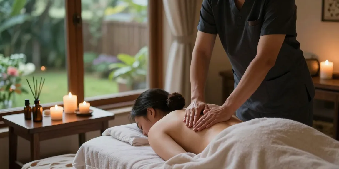 Massage session in a tranquil spa, showcasing Swedish massage techniques and serene atmosphere.