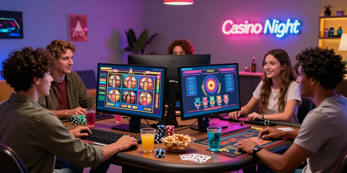 Amis profitant des jeux de casino en ligne à la maison, montrant l'excitation du casino en ligne le plus payant