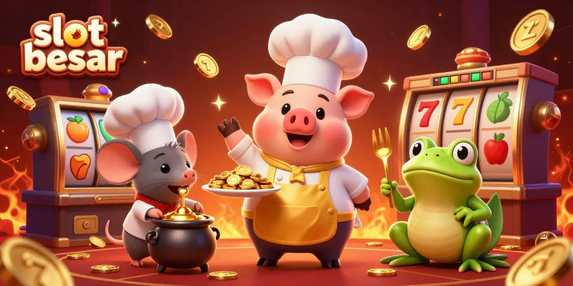 Experience thrilling jackpot wins at slot besar with vibrant casino characters and gold coins.