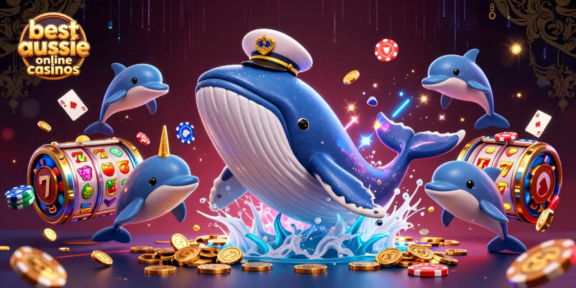 Experience thrilling moments at the best aussie online casinos with playful dolphins, a majestic whale, and rich gaming elements.