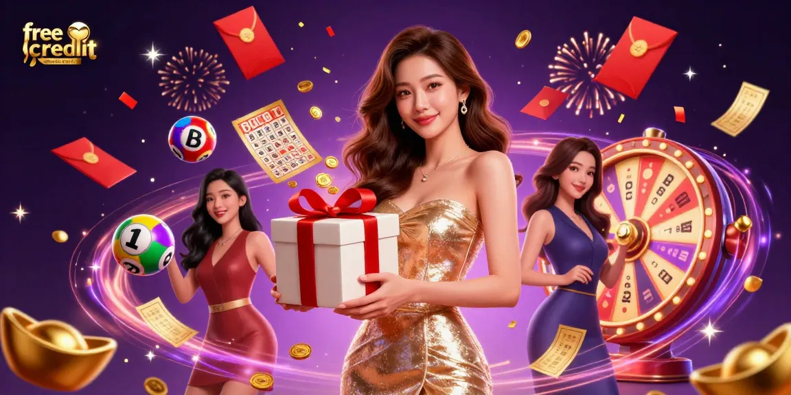 Engage with free credit baccarat through a vibrant scene celebrating festive gaming with dynamic elements.