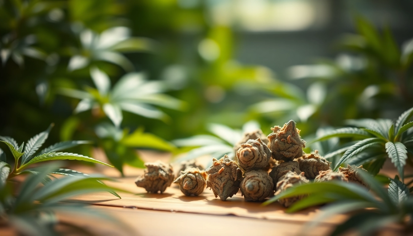 Showcasing Mental Wellness CBD buds with natural elements for a relaxing atmosphere.