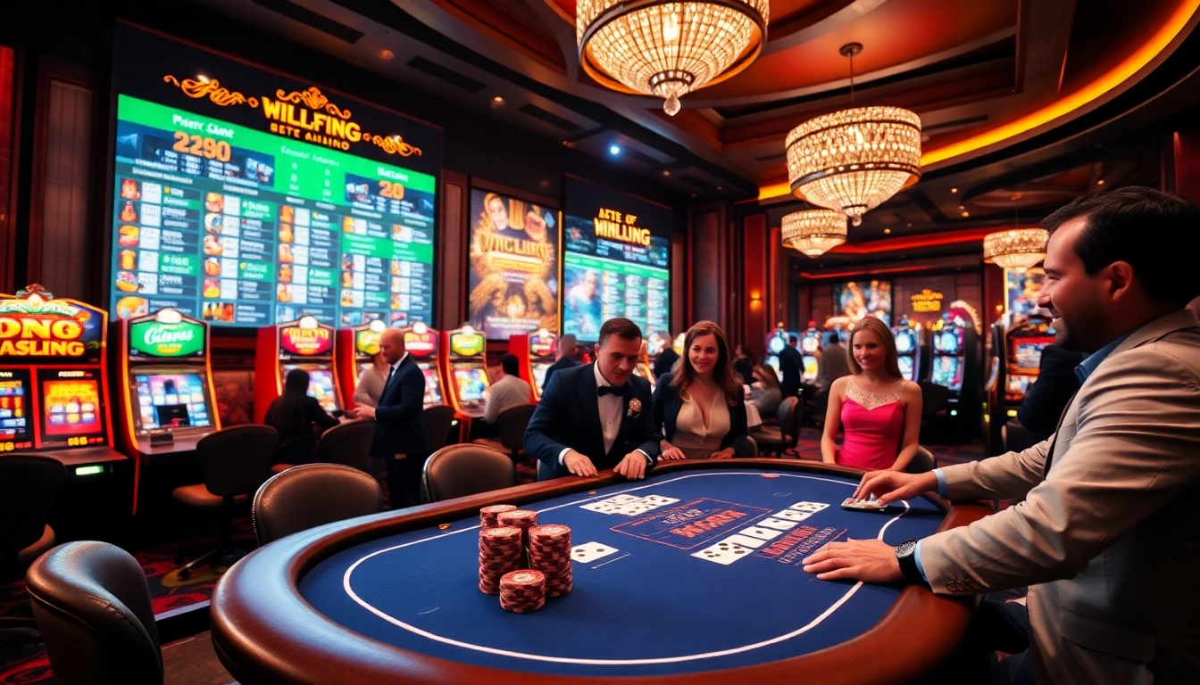 Betting excitement at https://xx88.nl/ with vibrant casino tables and glowing slot machines.