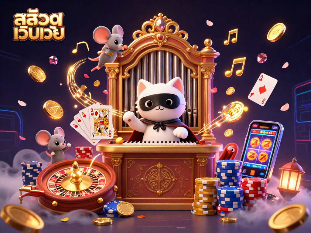 Experience the excitement of สล็อตเว็บตรง with a mystical 3D casino scene bursting with action and vibrant details.