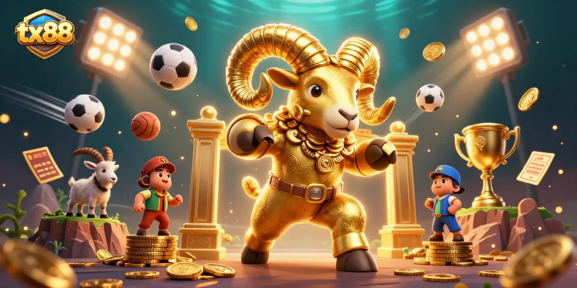 Experience thrilling betting moments with tx88, highlighted by dynamic sports elements and golden visuals.