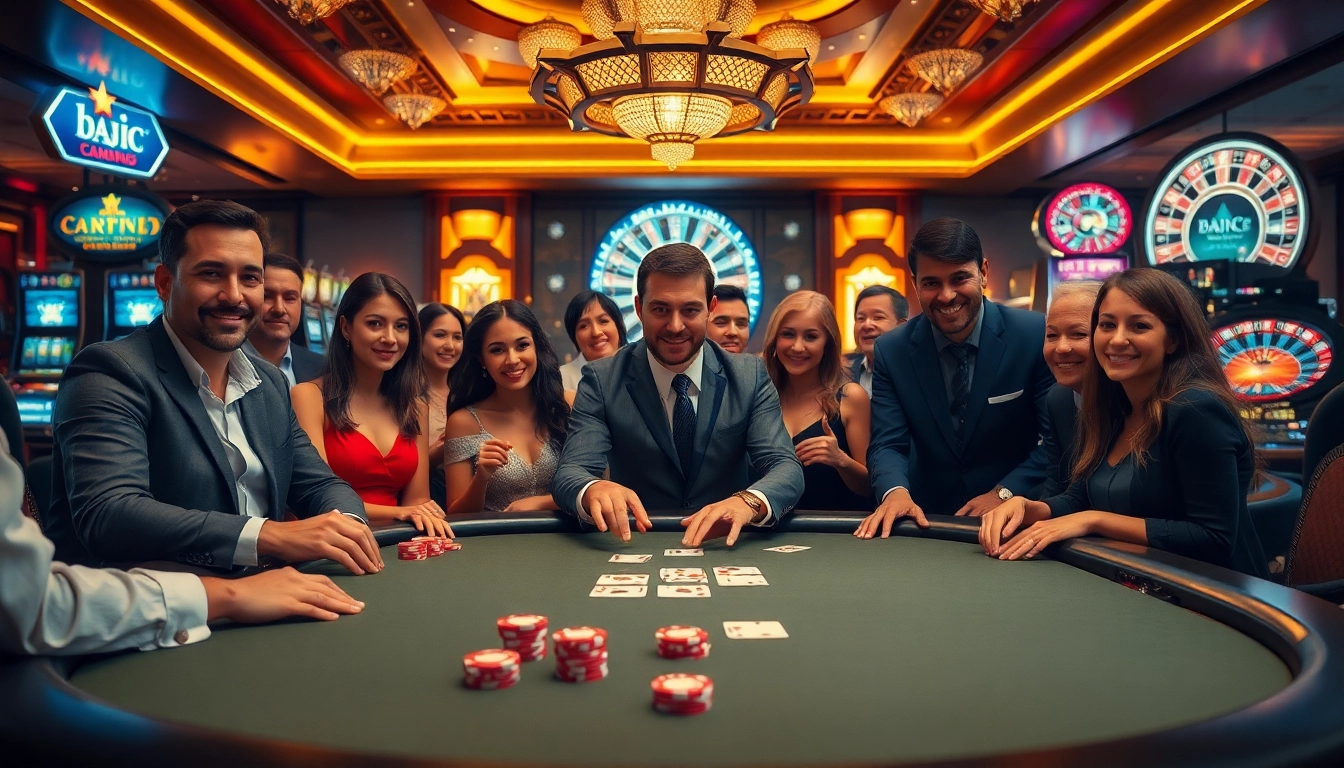 KJC players engage in an exciting poker game at a luxurious casino table.