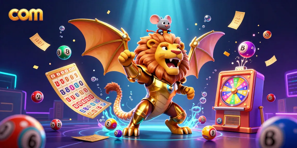Engaging online gambling experience with dynamic elements like lottery balls and golden tickets at com.