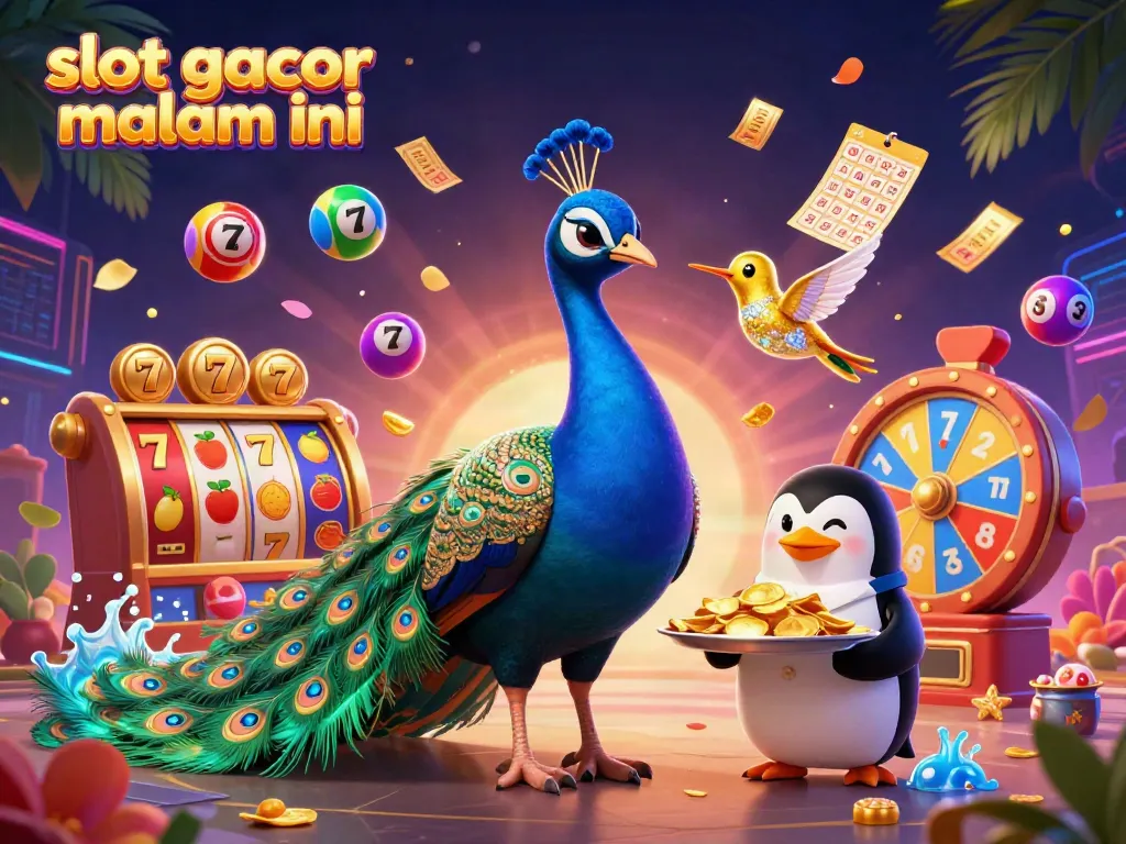 Melepaskan potensi jackpot dengan slot gacor malam ini, ilustrasi 3D yang menampilkan karakter ceria dan elemen permainan.