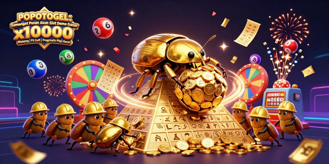 Unleash winning strategies with POPOTOGEL: Semangat Pusat Akun Slot Demo Gacor x10000 Mahjong | PG Soft | Pragmatik Play Hari Ini in a vibrant 3D casino scene.