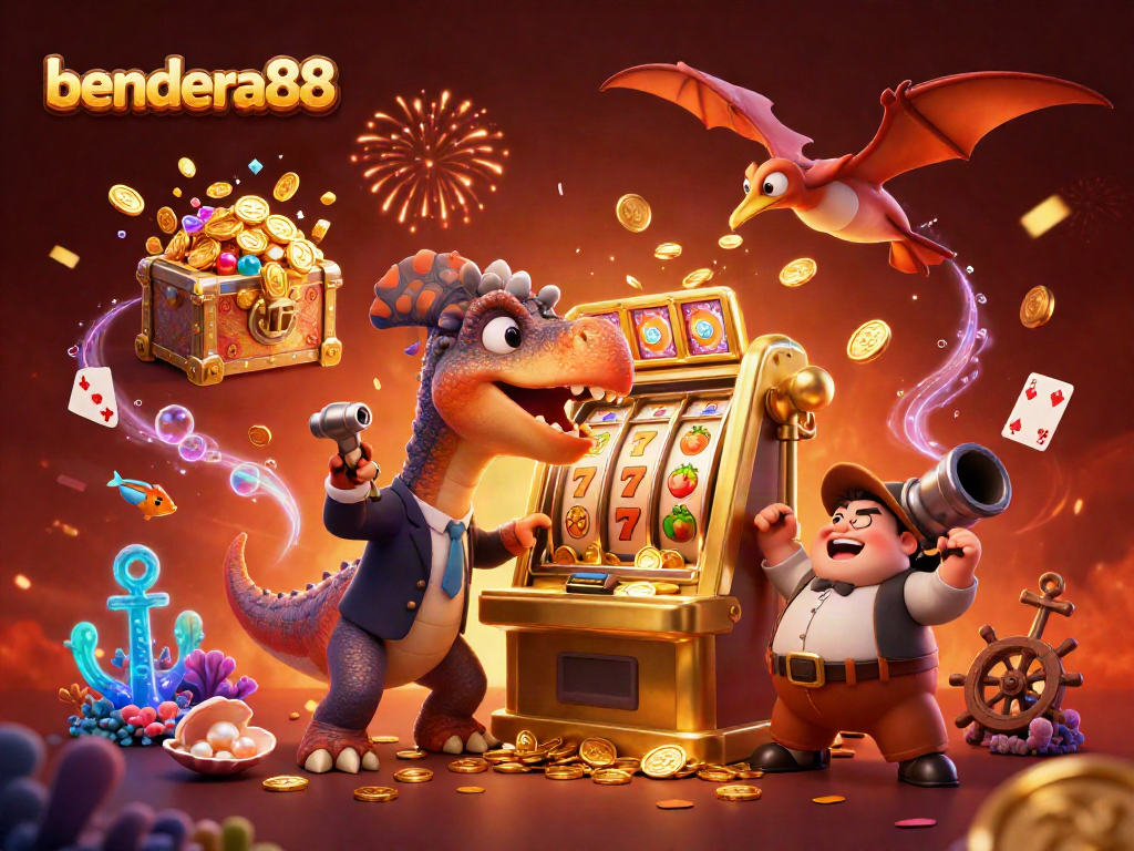 Genggam jackpot di bendera88 dengan mesin slot berkilauan dan dinosaurus beraksi!
