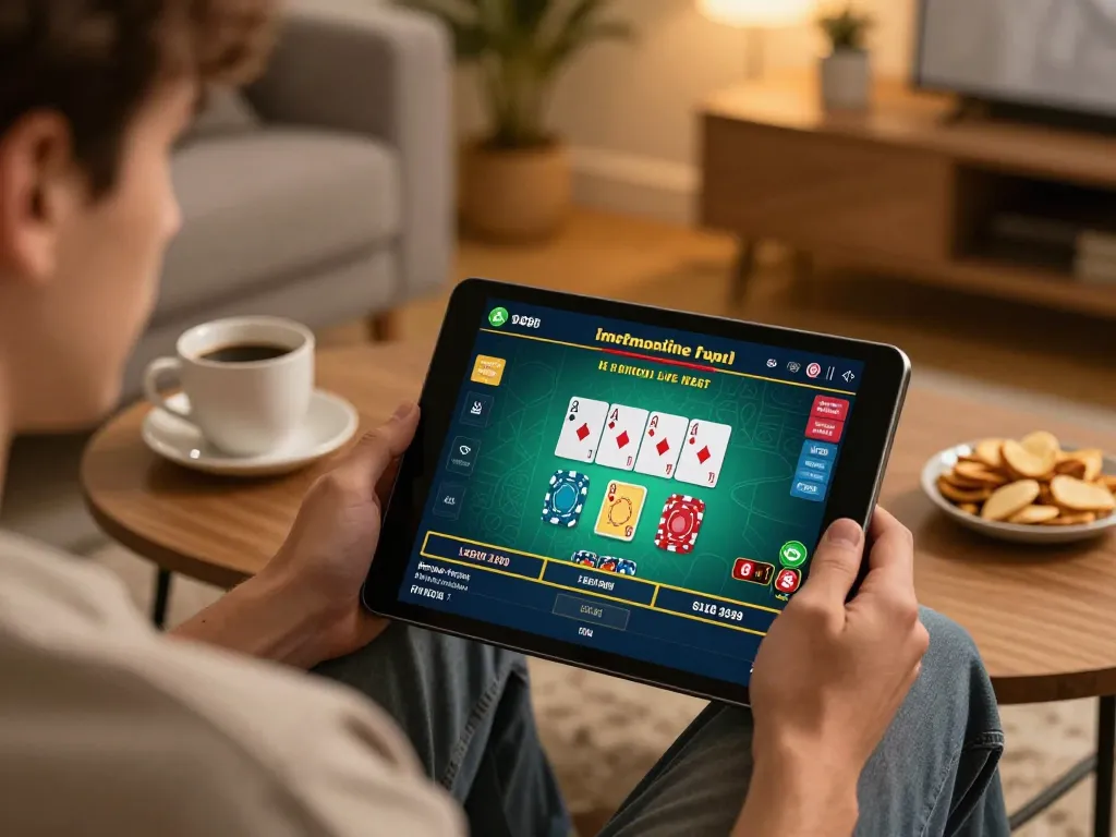 Enjoying a fun88 live dealer game at home with strategic notes and snacks.