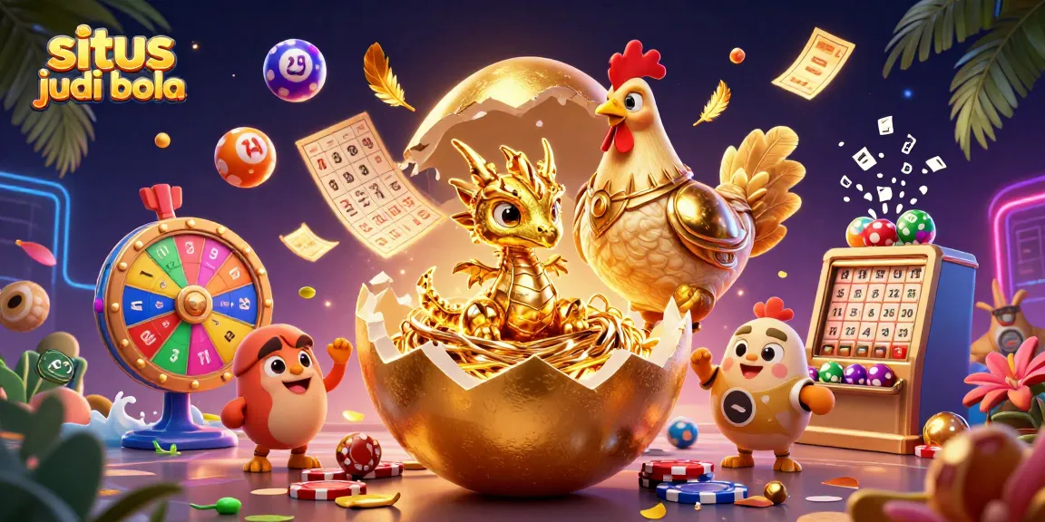 Situs judi bola showcases a dynamic golden dragon scene with gaming elements and vibrant colors.