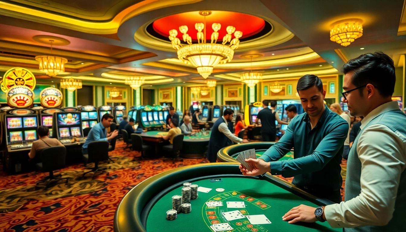 Engaging casino atmosphere depicting Gopay88 Daftar with slot machines and roulette tables.