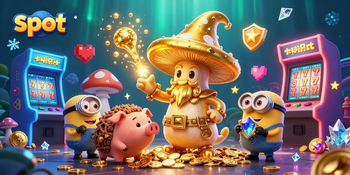 Spin slots and win big with our vibrant, magical wizard-themed illustration!