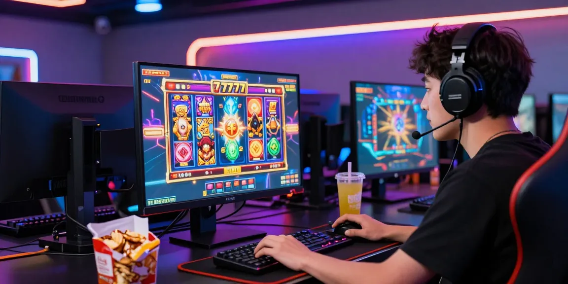 Player immersed in slot777 gaming experience with vibrant visuals and modern setup.