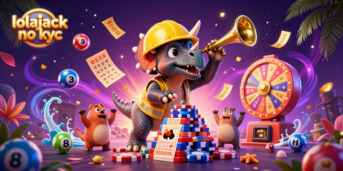 Engage in fun gameplay with lolajack no kyc at a vibrant lottery scene full of animated characters.