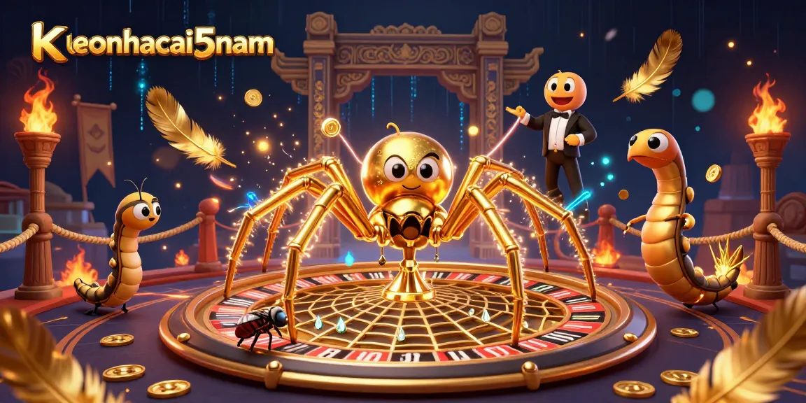 Engage in thrilling bets with keonhacai5nam at the roulette wheel, vibrant casino illustration.